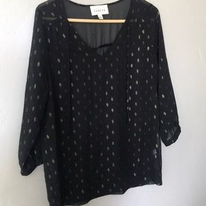 Black and gold sheer blouse